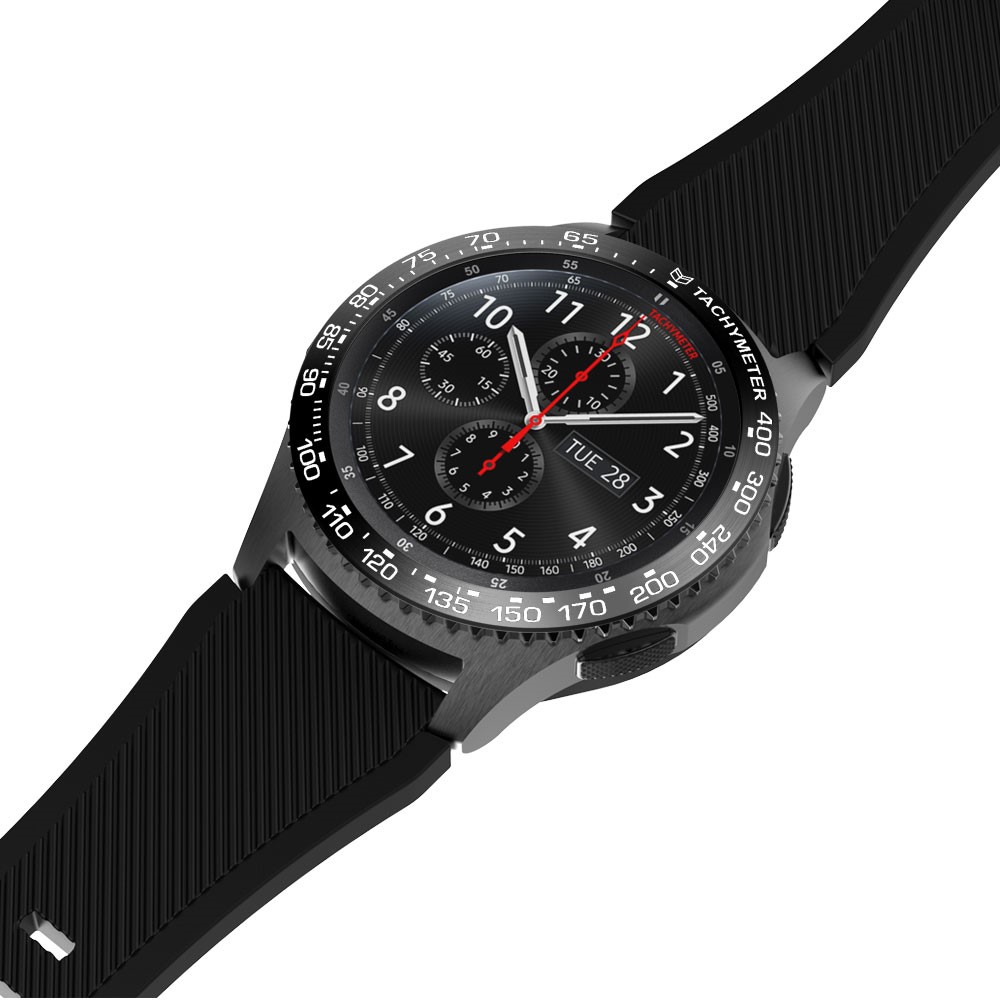 Cadre de Montre de Matériau en Métal Pour Samsung Gear S3 Frontier - Noir Blanc-3