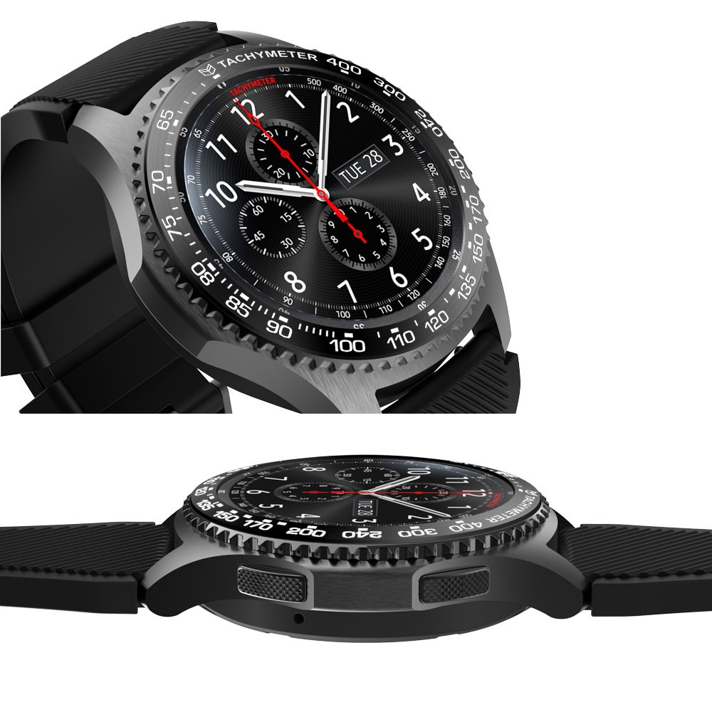 Cadre de Montre de Matériau en Métal Pour Samsung Gear S3 Frontier - Noir Blanc-4