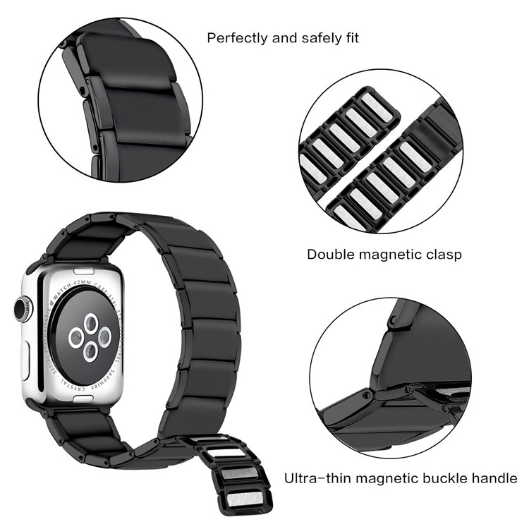 Magnetic Stainless Steel Watch Band for Apple Watch Series 4 44mm/Series 3/2/1 42mm - Black-5