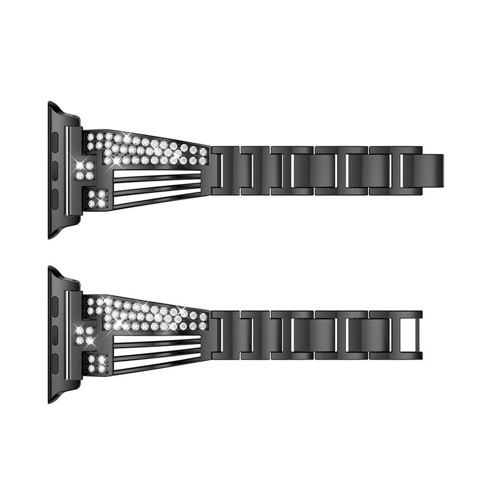 Secteur Forme Diamants Decor En Acier Inoxydable Bracelet De Montre Pour Apple Watch Series 5 4 44mm / Watch Series 1 2 3 42mm - Noir-4
