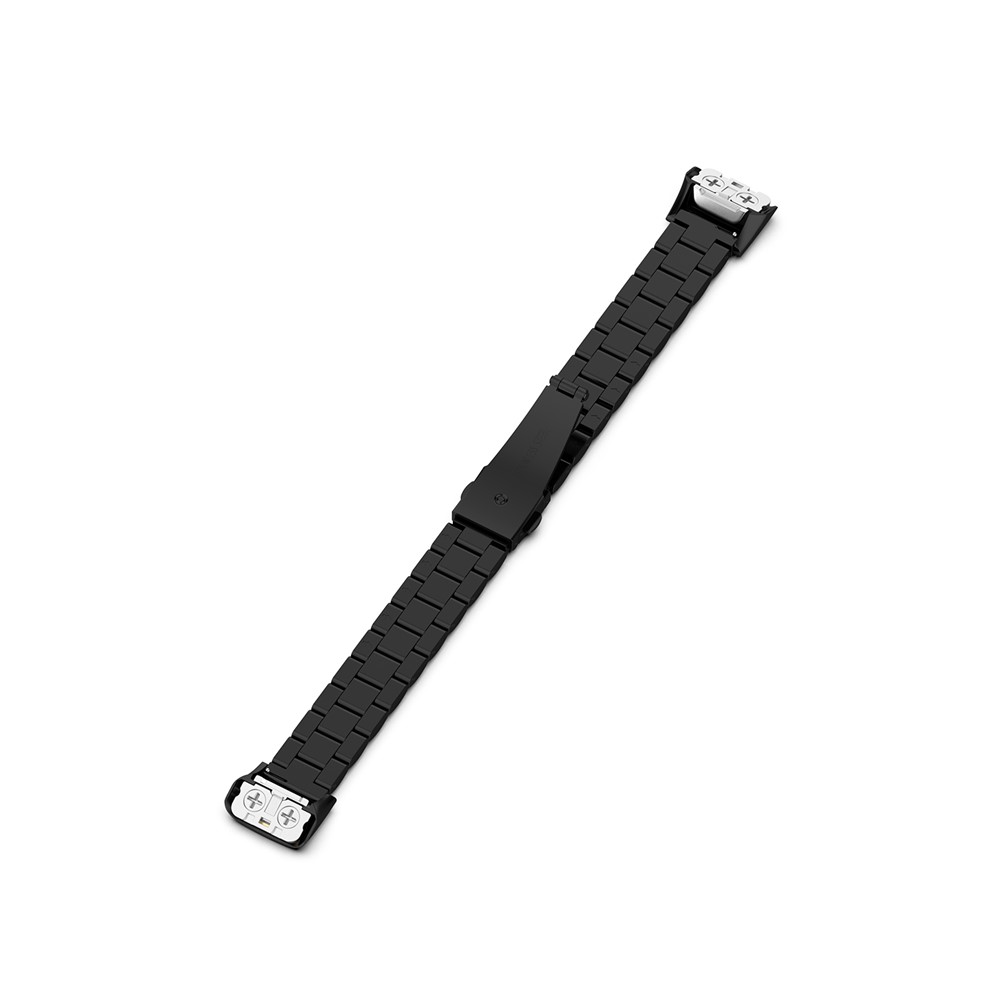 Para Samsung Galaxy Fit SM-R370 Sea Inoxidable Reloj Banda de Reemplazo de Correa de Muñeca de Tres Cuentas - Negro