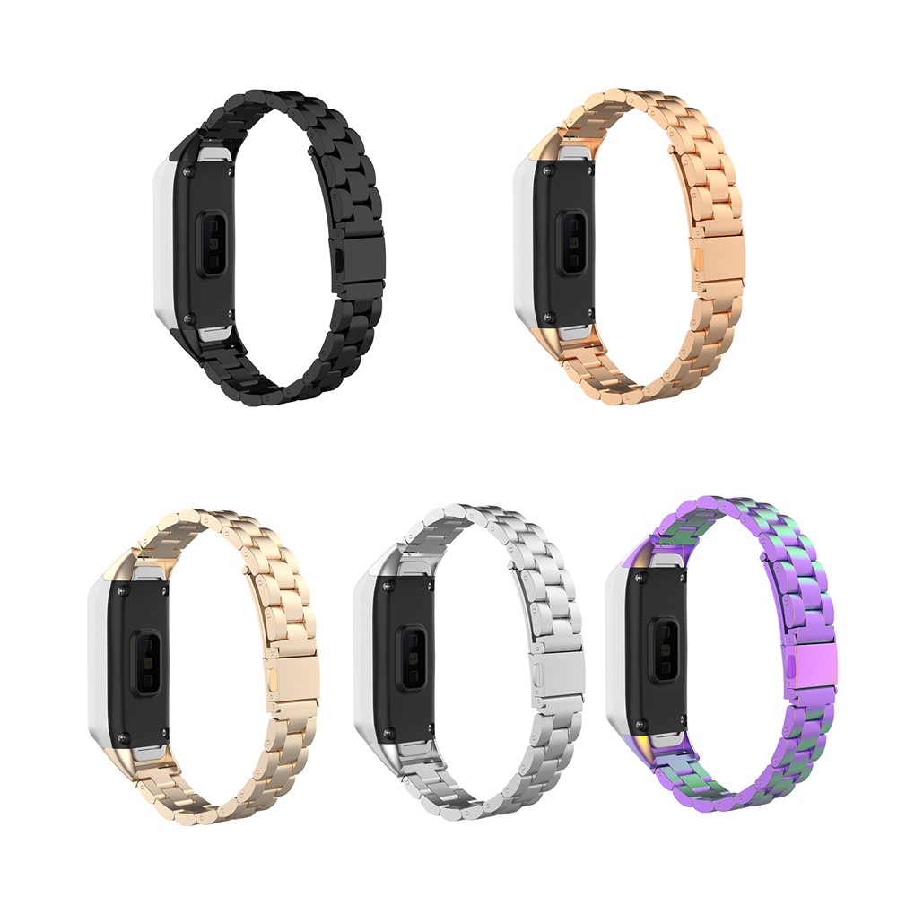 Para Samsung Galaxy Fit SM-R370 Aço Inoxidável Relógio Banda Substituição de Pulseira de Pulso de Três Bead - Preto