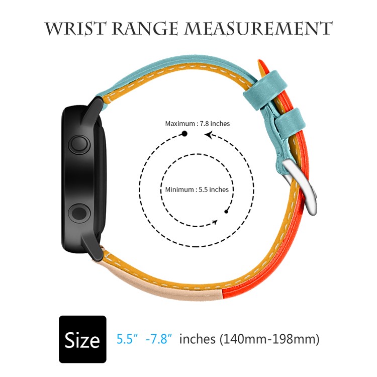 22mm Tri-color Genuine Leather Smart Watch Replacement Strap for Huawei Watch GT/Samsung Galaxy Watch 46mm - Blue/Apricot/Orange-3
