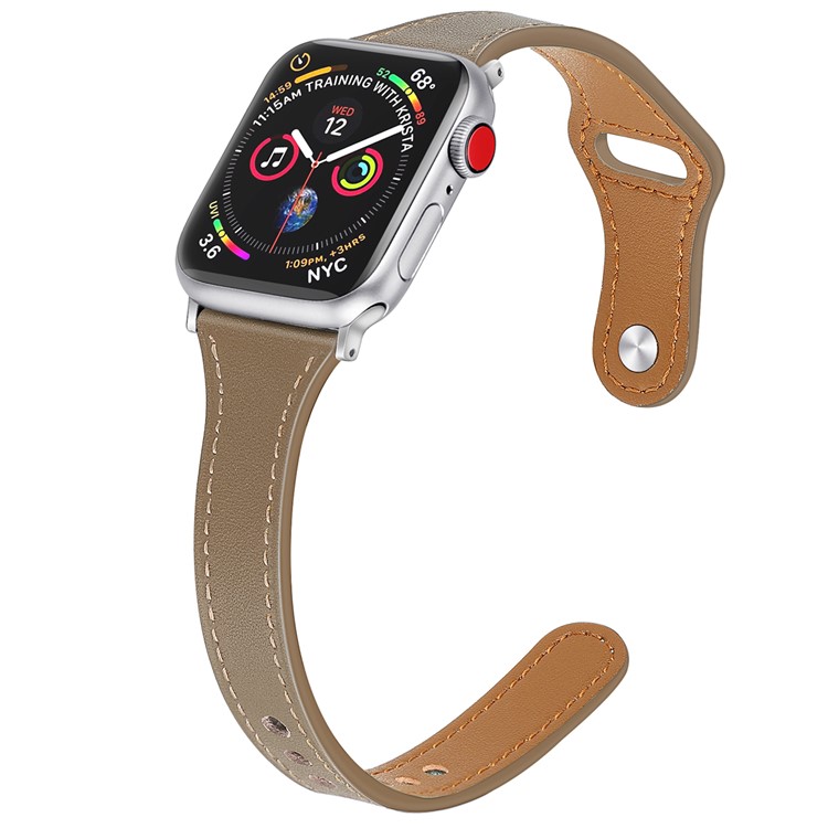 

Genuine Leather Smart Watchband for Apple Watch Series 1/2/3 38mm / Apple Watch Series 4 40mm - Khaki