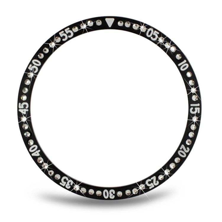Círculo De Aço Inoxidável Da Escala De Tempo Da Moldura Da Decoração Do Cristal De Rocha Para O Relógio 46mm Da Galáxia De Samsung - Preto-1