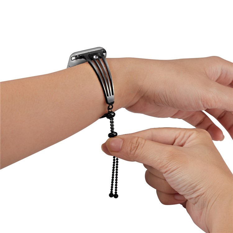 Banda De Pulsera De Reloj Inteligente De Metal De Lujo Para Apple Watch Series 5 4 40mm / Serie 3 2 1 38 Mm - Negro-6