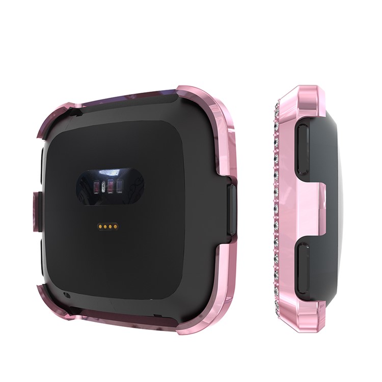 Rhinestone Decor PC Frame Case for Fitbit Versa / Versa Lite - Pink-4