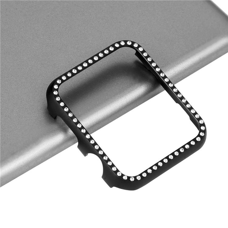 Rhinestone Decor Aluminum Alloy Bumper Case for Apple Watch Series 3/2/1 38mm - Black-1