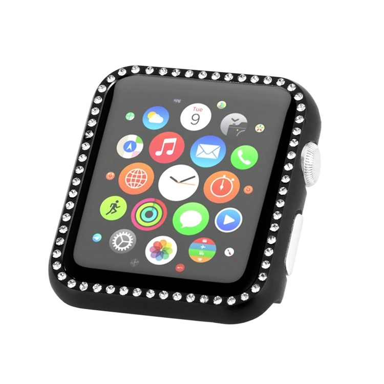 Rhinestone Decor Aluminum Alloy Frame Bumper Case for Apple Watch Series 3/2/1 42mm - Black-3