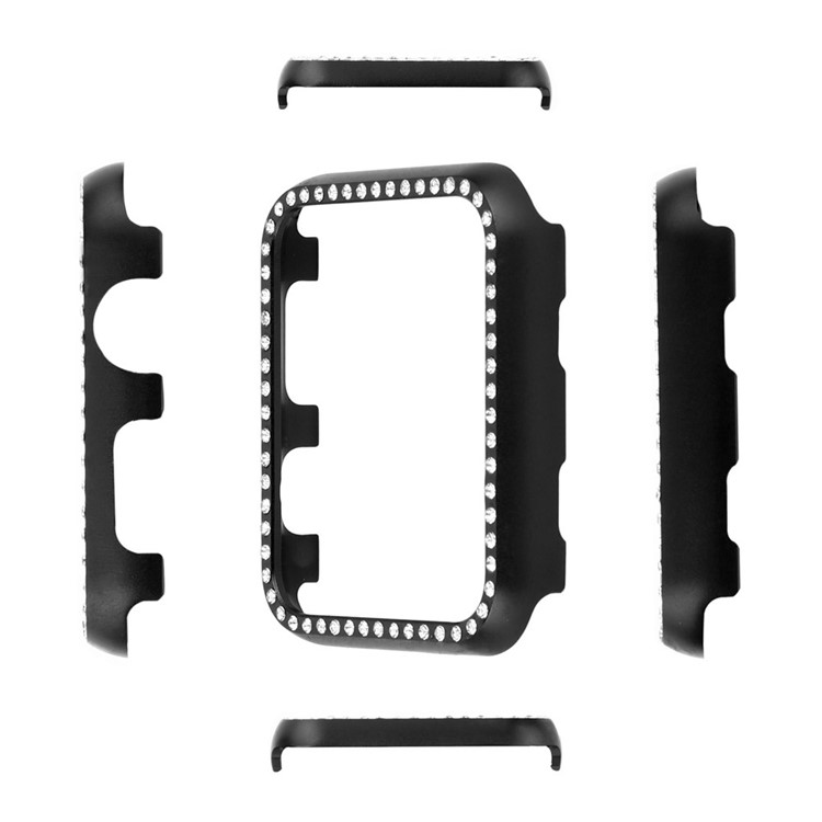 Rhinestone Decor Aluminum Alloy Frame Bumper Case for Apple Watch Series 3/2/1 42mm - Black-6