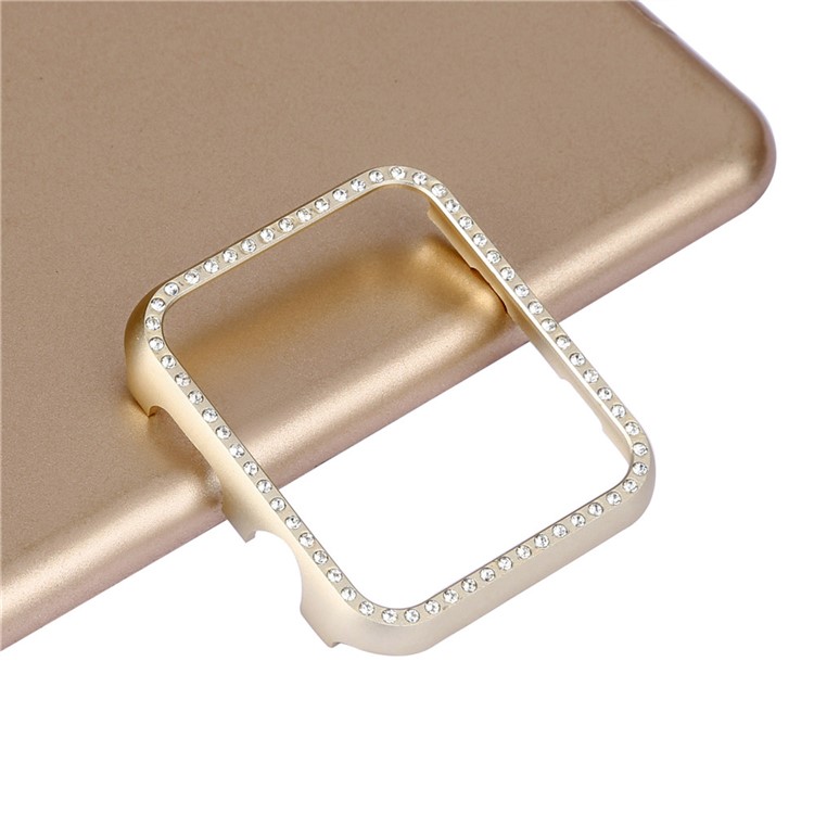 

Rhinestone Decor Aluminum Alloy Frame Bumper Case for Apple Watch Series 3/2/1 42mm - Gold, Apple Watch Series 3 42mm