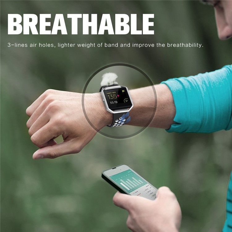 Dual Color Quick Fix Silicone Smart Watch Replacement Strap for Fitbit Blaze - Black/White Hole-2