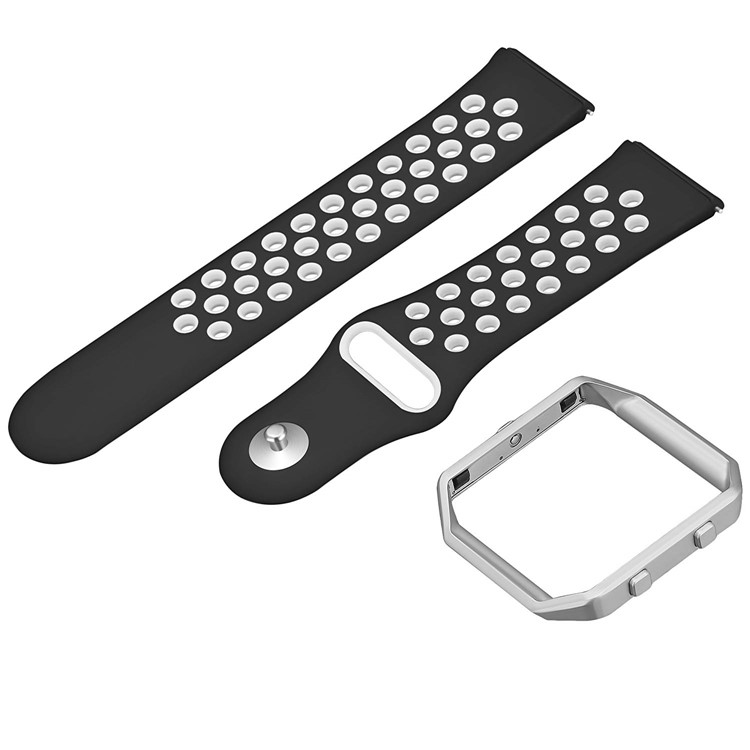 Dual Color Quick Fix Silicone Smart Watch Replacement Strap for Fitbit Blaze - Black/White Hole-4