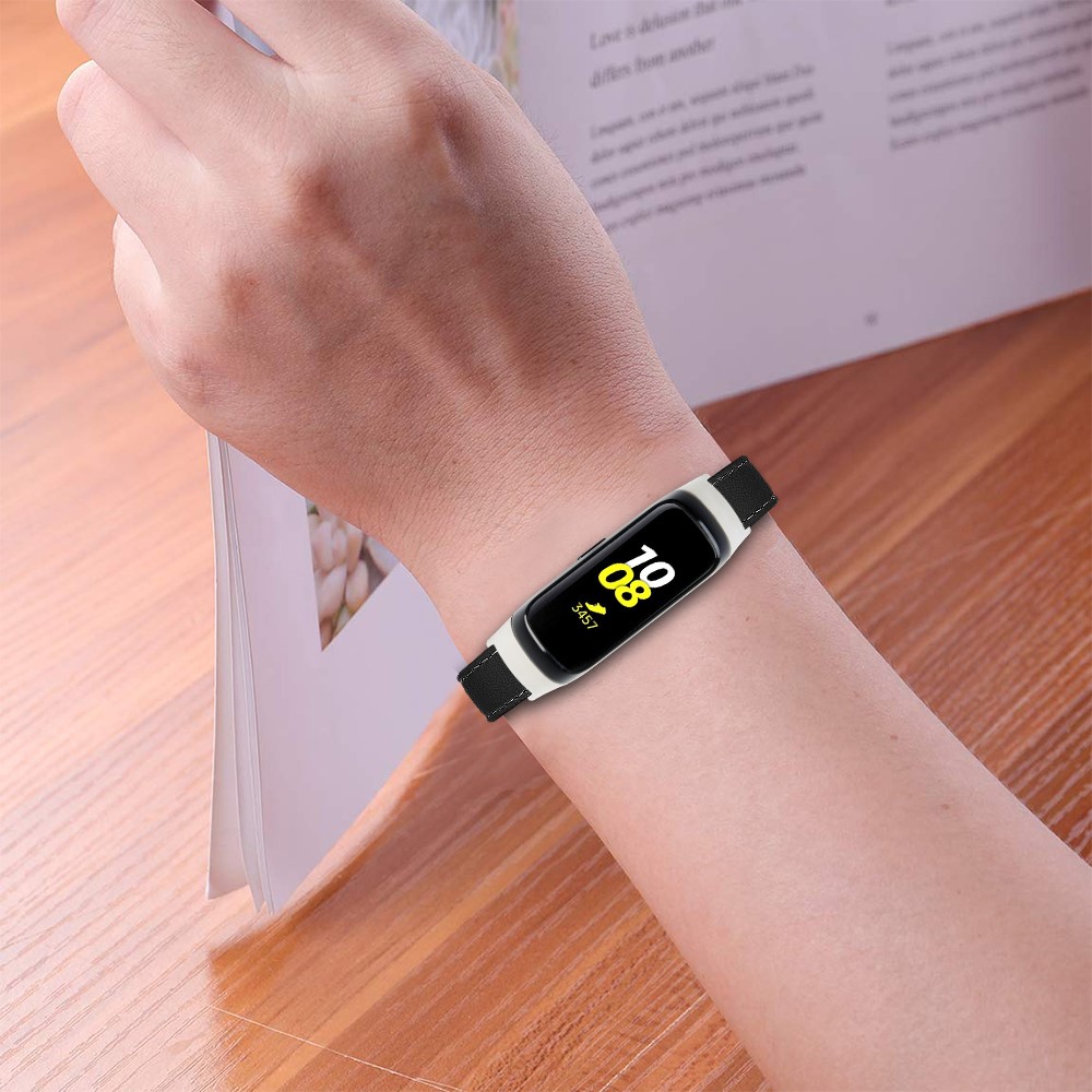 Top Layer Cowhide Leather Watchband Replacement for Samsung Galaxy Fit SM-R370 - Black-5