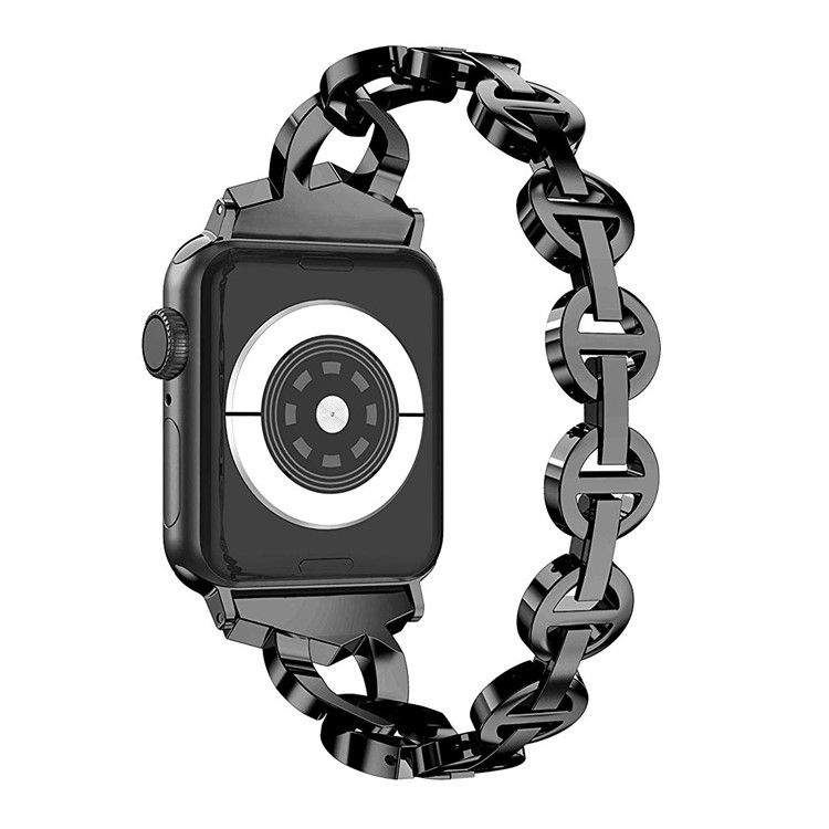 8-Shape Shiny Diamond Metal Watch Strap for Apple Watch Series 4/3/2/1 40mm/38mm - Black-5