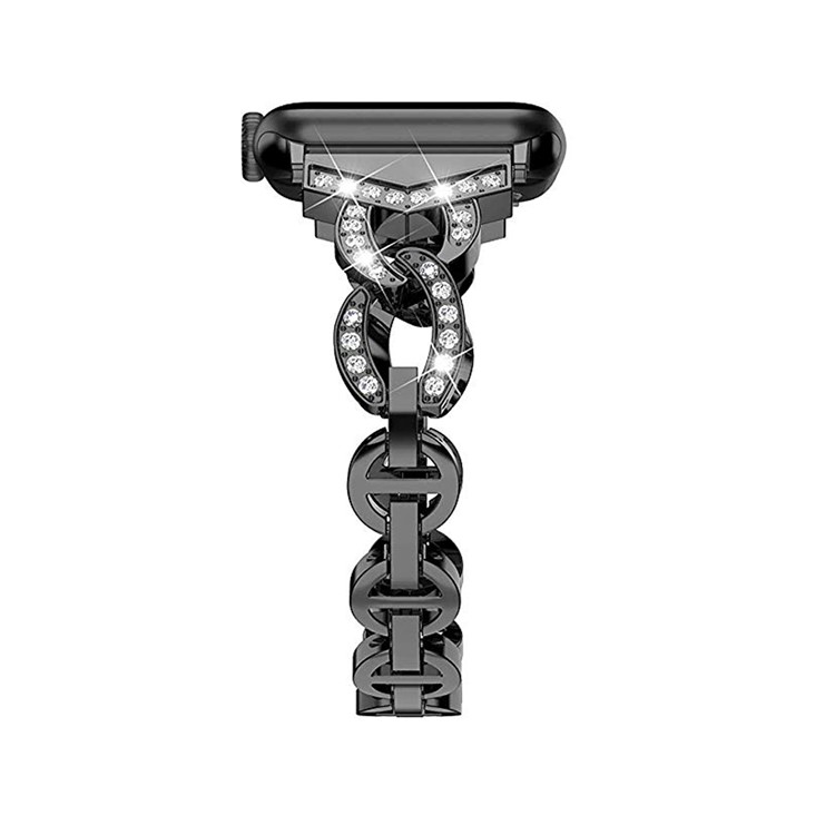 8-Shape Shiny Diamond Metal Watch Strap for Apple Watch Series 4/3/2/1 40mm/38mm - Black-7
