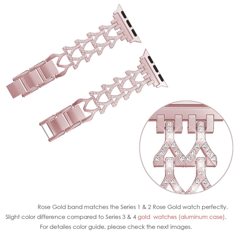 Diamond Premium Stainless Steel Watch Band for Apple Watch Series 6/SE/5/4 44mm / Series 3 2 1 Watch 42mm - Rose Gold-3