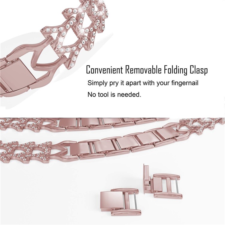 Diamond Premium Stainless Steel Watch Band for Apple Watch Series 6/SE/5/4 44mm / Series 3 2 1 Watch 42mm - Rose Gold-4