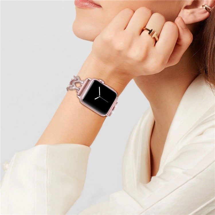 Diamond Premium Stainless Steel Watch Band for Apple Watch Series 6/SE/5/4 44mm / Series 3 2 1 Watch 42mm - Rose Gold-5