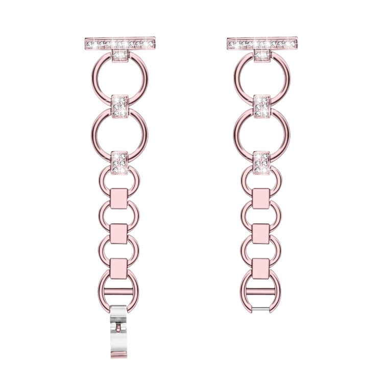 Rhinestone Decor Ring Shape Stainless Steel Replacement Smart Wristband for Fitbit Versa/Versa Lite - Rose Gold-1