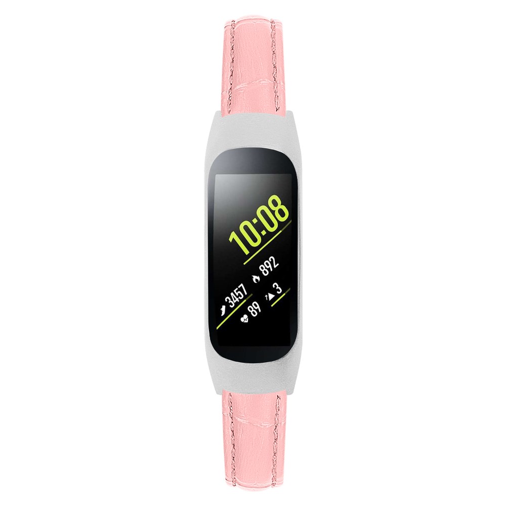 Bracelet Montre En Cuir À Texture Crocodile Avec Cadre En Métal Pour Samsung Galaxy Fit-e / Sm-r375 - Rose-3