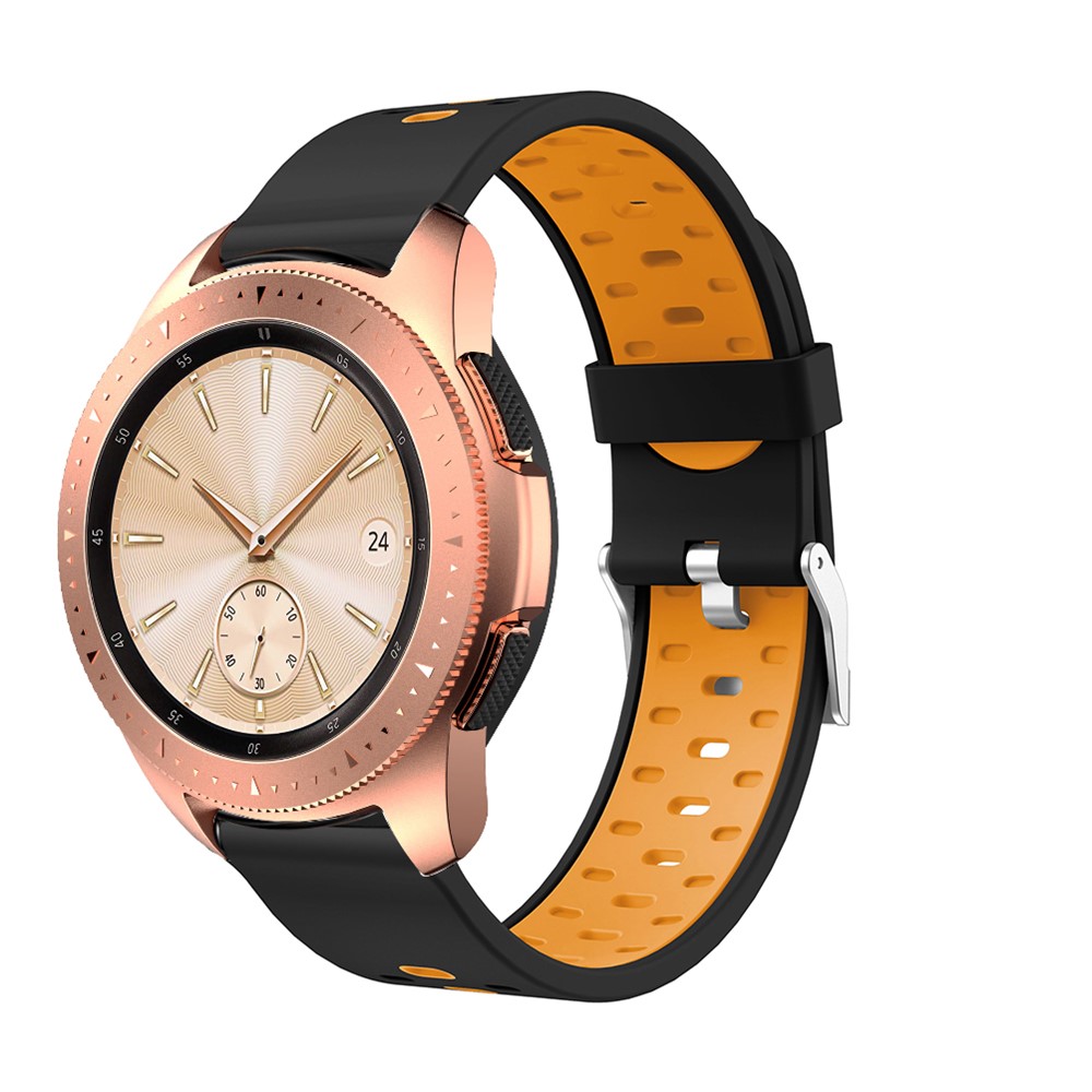 Banda De Substituição De Relógio Inteligente De Silicone De Duas Cores Para Samsung Galaxy Watch 42mm - Preto / Laranja-3