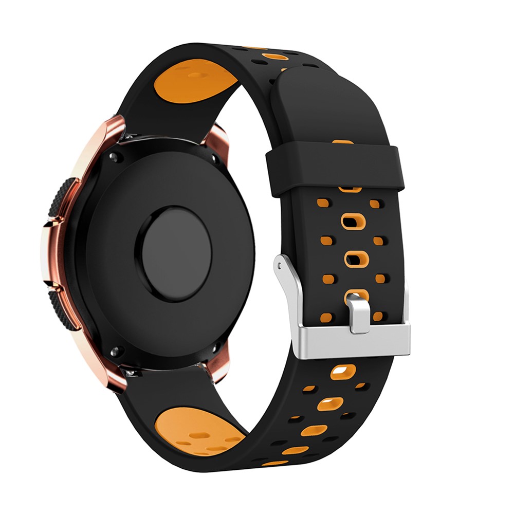 Pulseira De Substituição De Relógio Inteligente De Silicone De Duas Cores Para Samsung Galaxy Watch Active SM-R500NZKAXAC - Preto / Laranja-3