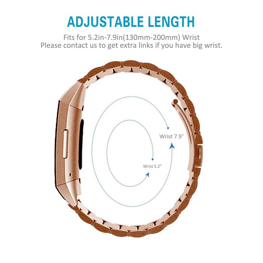 Pulseira De Pulseira De Relógio De Aço Inoxidável De Três Contas Para Fitbit Charge 3 - Rosa Ouro-2