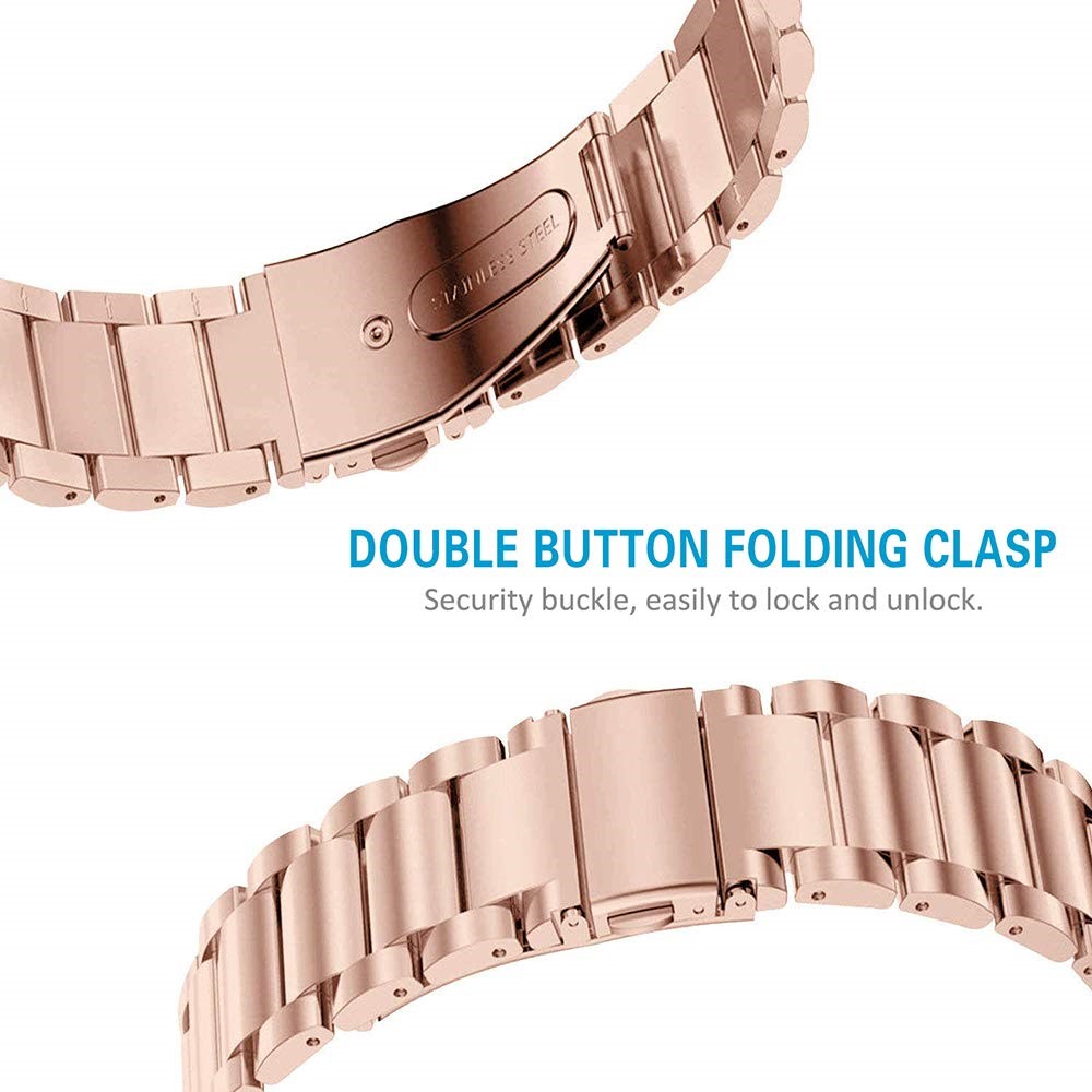 Pulseira De Pulseira De Relógio De Aço Inoxidável De Três Contas Para Fitbit Charge 3 - Rosa Ouro-3
