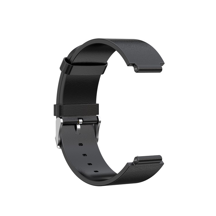 Oil Wax Genuine Leather Smart Watch Band Watchband Strap Replacement with Buckle for Amazfit Smartwatch 2 - Black-4