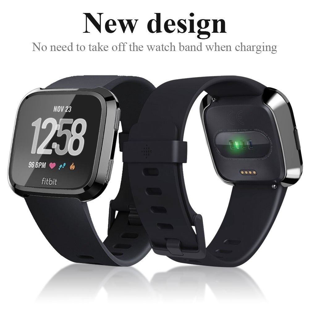 All-round Protective Electroplating TPU Watch Case for Fitbit Versa - Black-2