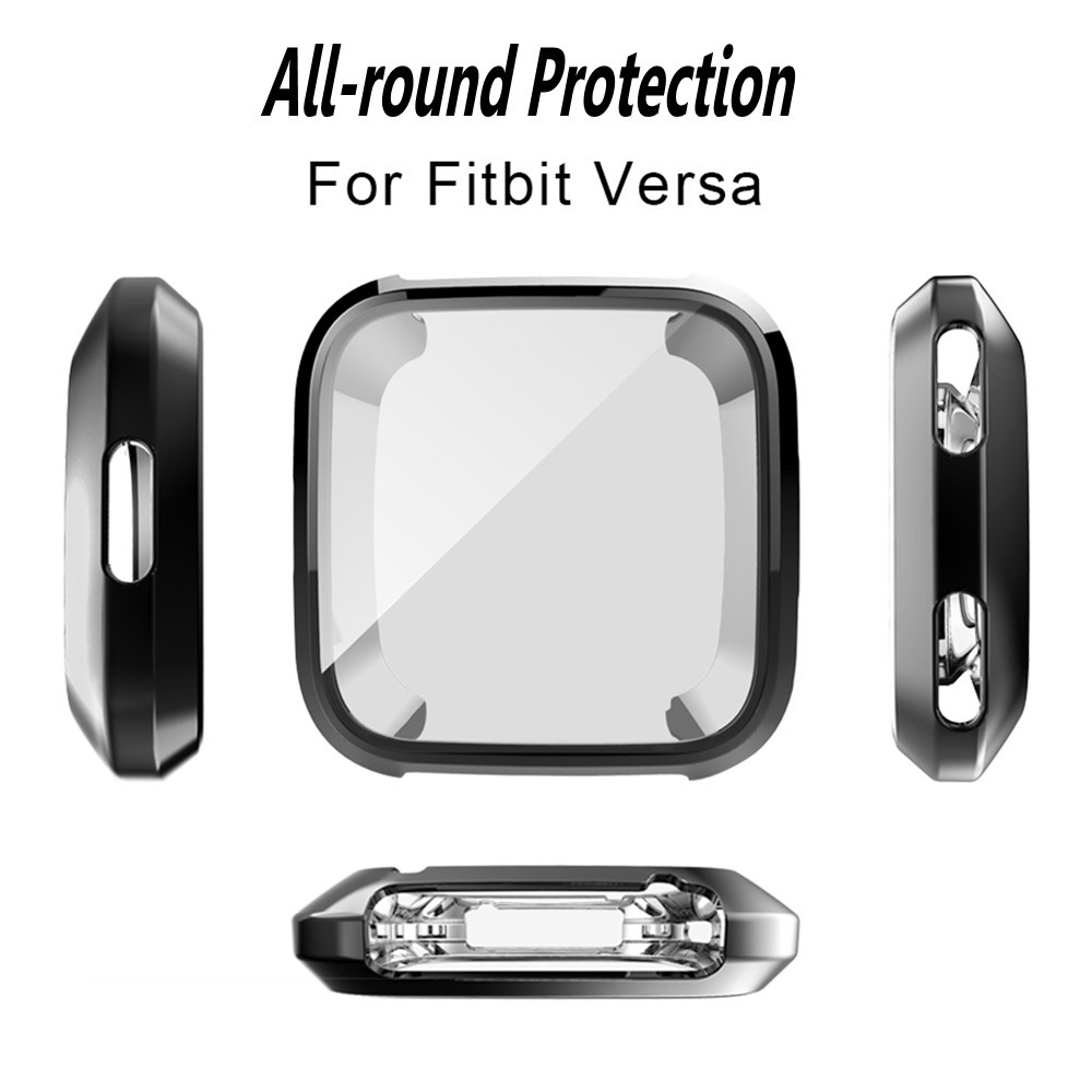 All-round Protective Electroplating TPU Watch Case for Fitbit Versa - Black-3