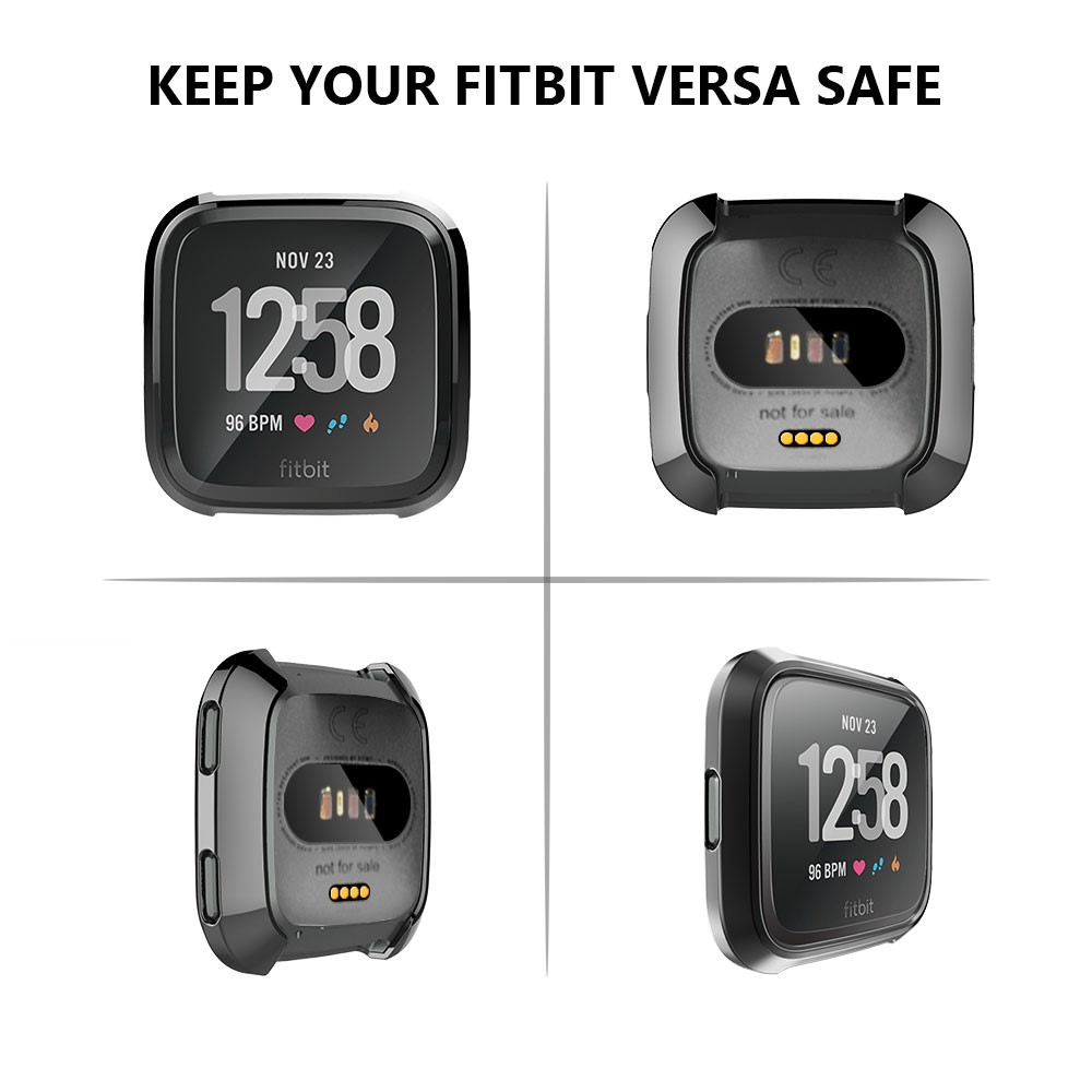 All-round Protective Electroplating TPU Watch Case for Fitbit Versa - Black-5