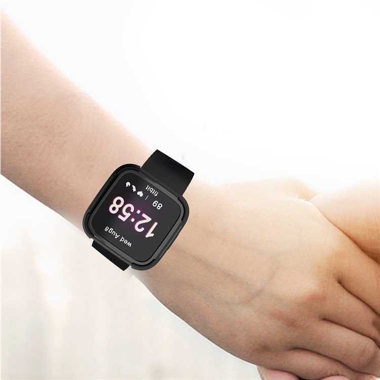 Dual-color TPU + PC Watch Shell for Fitbit Versa Lite - All Black-6