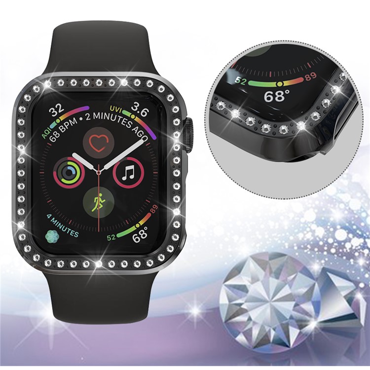 Single Row Rhinestone Decor PC Watch Case for Apple Watch Series 4 44mm - Black-4