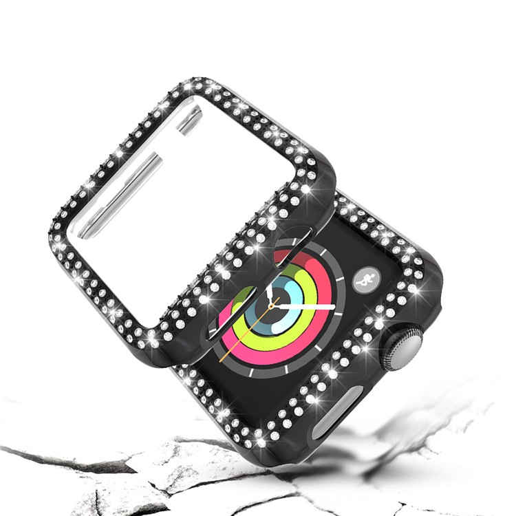 Dual-row Rhinestone Decor Smart Watch PC Cover for Apple Watch Series 3/2/1 42mm - Black-2