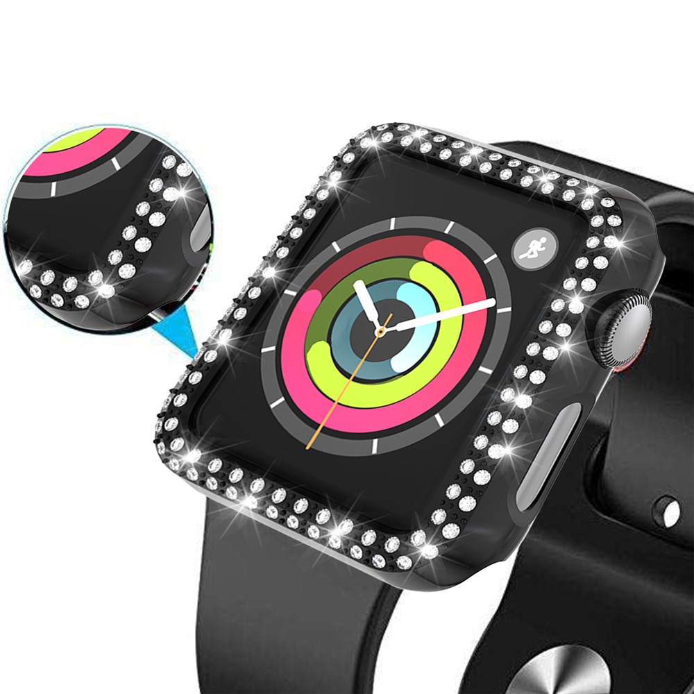 Dual-row Rhinestone Decor Smart Watch PC Protective Case for Apple Watch Series 3/2/1 38mm - Black-5