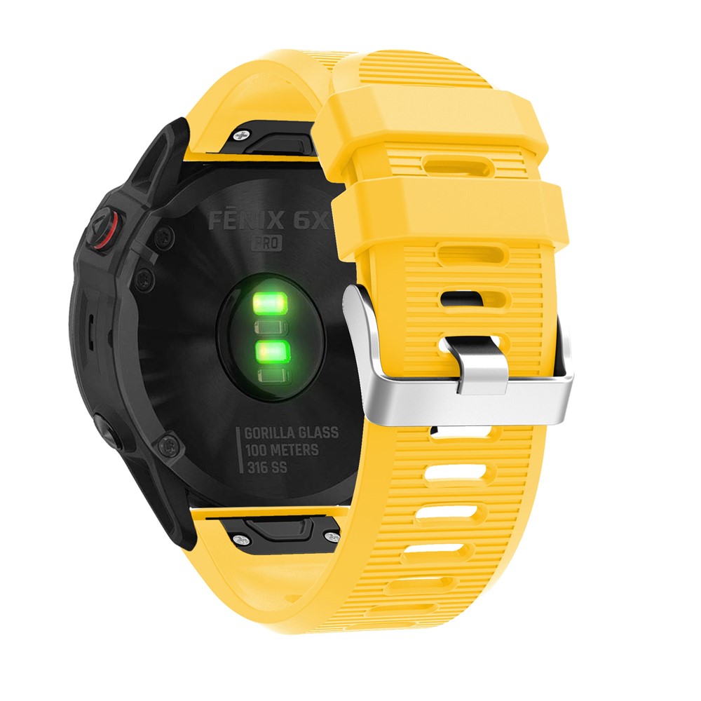 Cross Grain Silicone Smart Watch Band Strap Replacement for Garmin Fenix 6X - Yellow-1