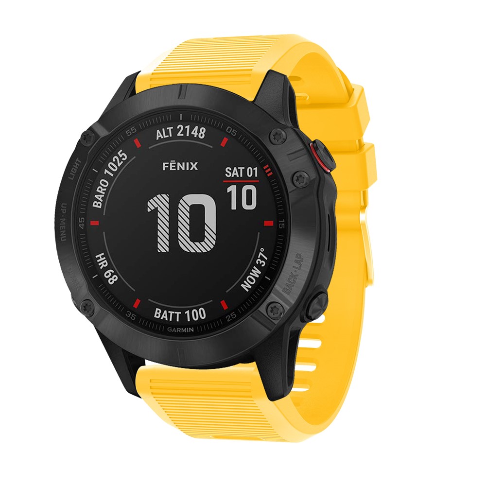 Cross Grain Silicone Smart Watch Band Strap Replacement for Garmin Fenix 6X - Yellow-2