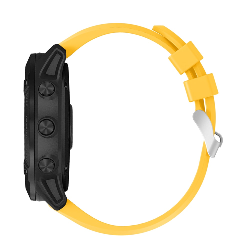 Cross Grain Silicone Smart Watch Band Strap Replacement for Garmin Fenix 6X - Yellow-3