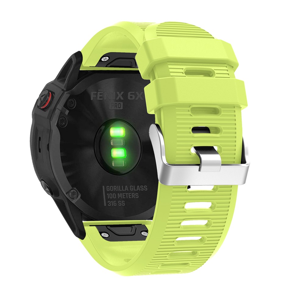 Cross Grain Silicone Smart Watch Band Strap Replacement for Garmin Fenix 6X - Light Green-1