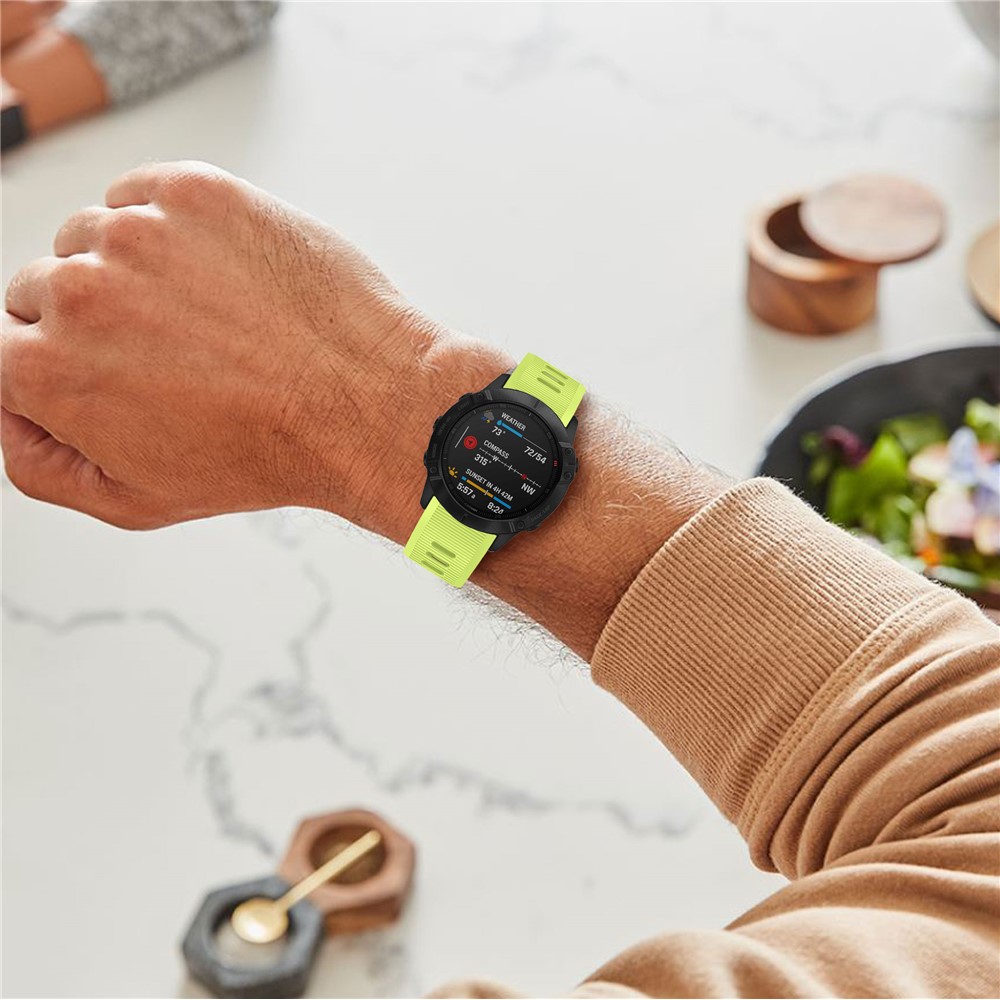 Cross Grain Silicone Smart Watch Band Strap Replacement for Garmin Fenix 6X - Light Green-6