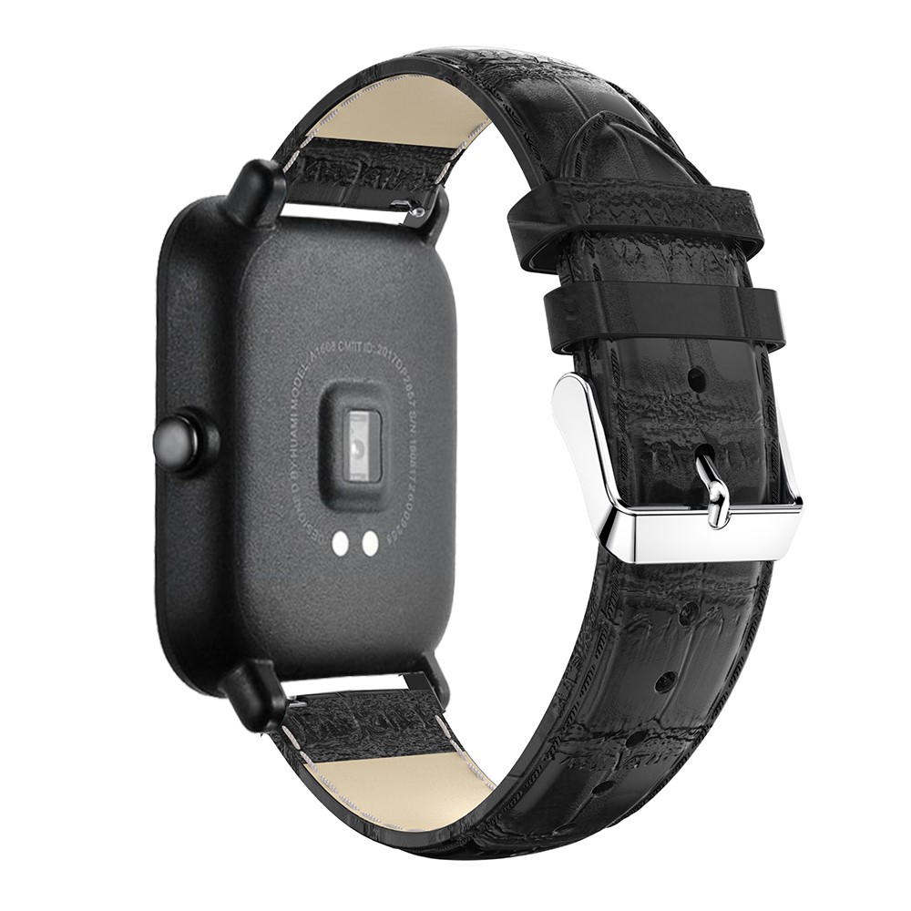 Crocodile Texture Leather Smart Watch Strap Replacement for Amazfit GTS - Black-3