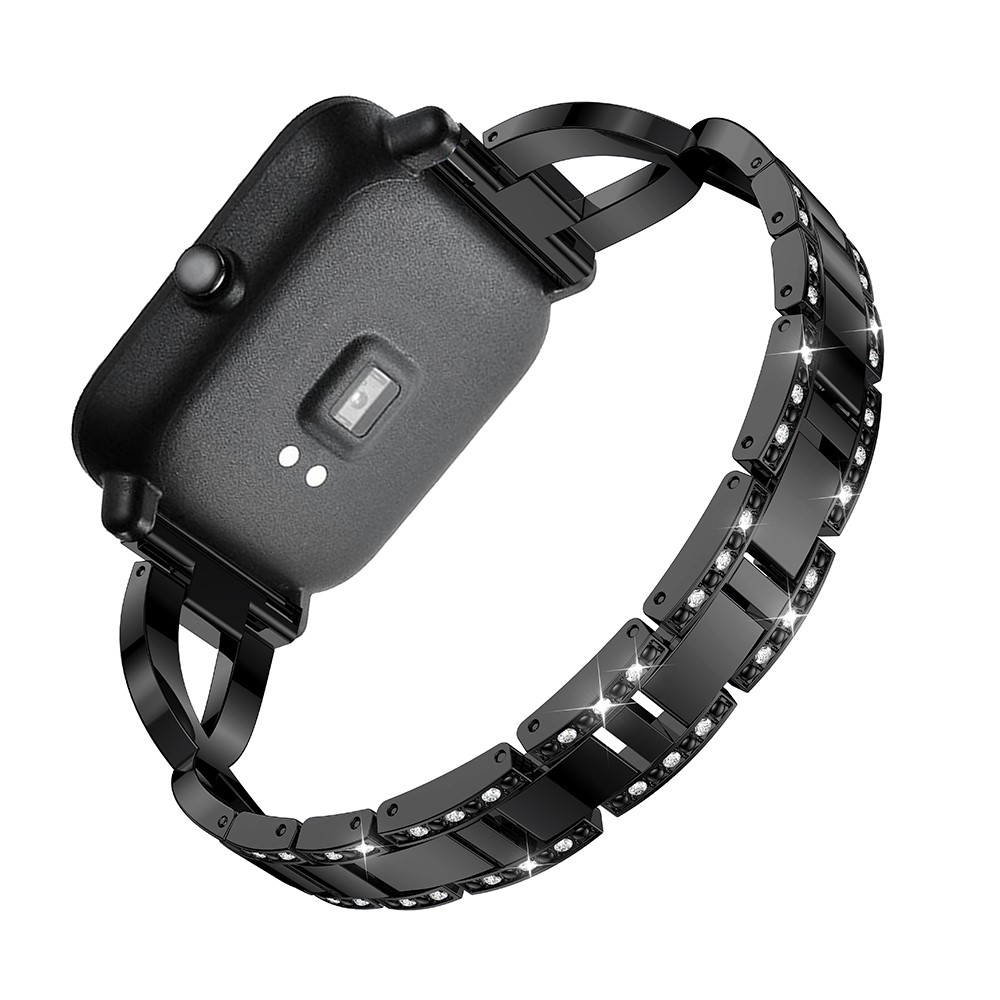 20mm X-shape Rhinestone Decor Alloy Watch Band Repleacement for Amazfit GTS - Black-2