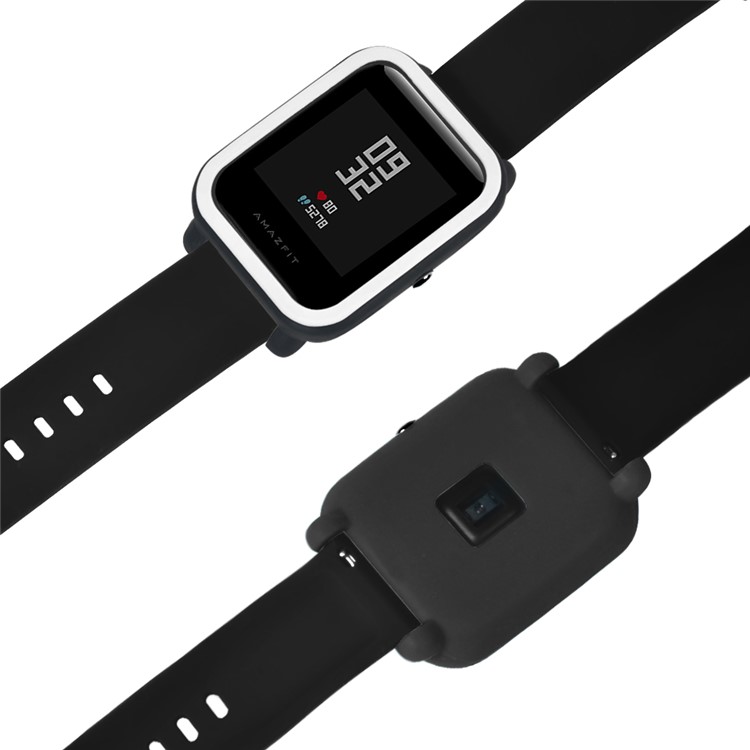 Anti-scratch Dual-color Flexi Silicone Watch Case for Huami Amazfit Youth Edition Lite - White/Black-4
