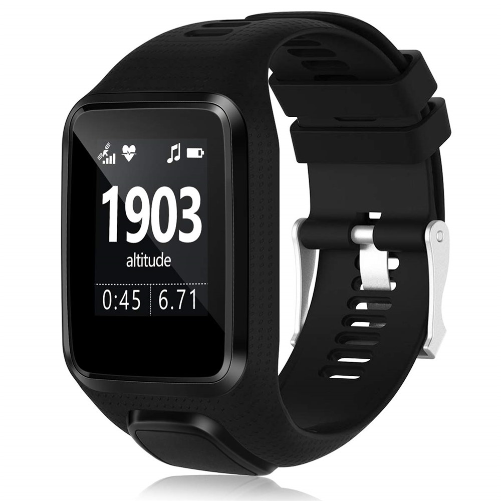 Substituição Banda Suave Silicone Relógio Para TomTom Esporte Corredor 2/3 - Preto-4