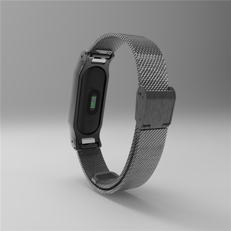 Stainless Steel Mesh Strap Watchband Replacement for Xiaomi Mi Band 2 - Black-2