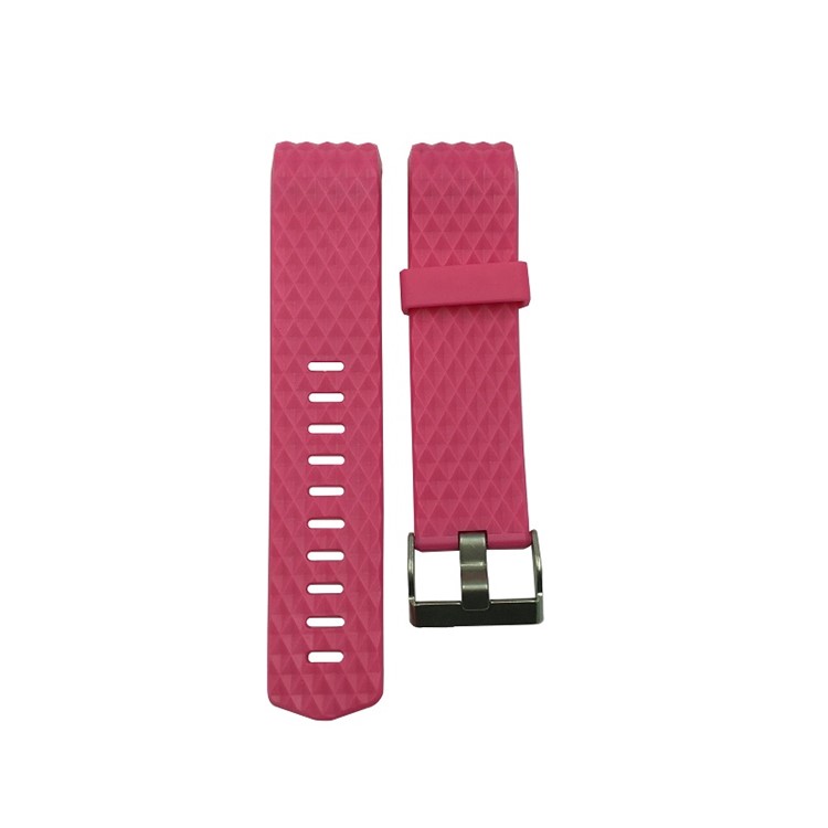 3D Losango Textura Banda Cinta Suave TPU Pulso Para A Carga Fitbit 2 - Rosa-1