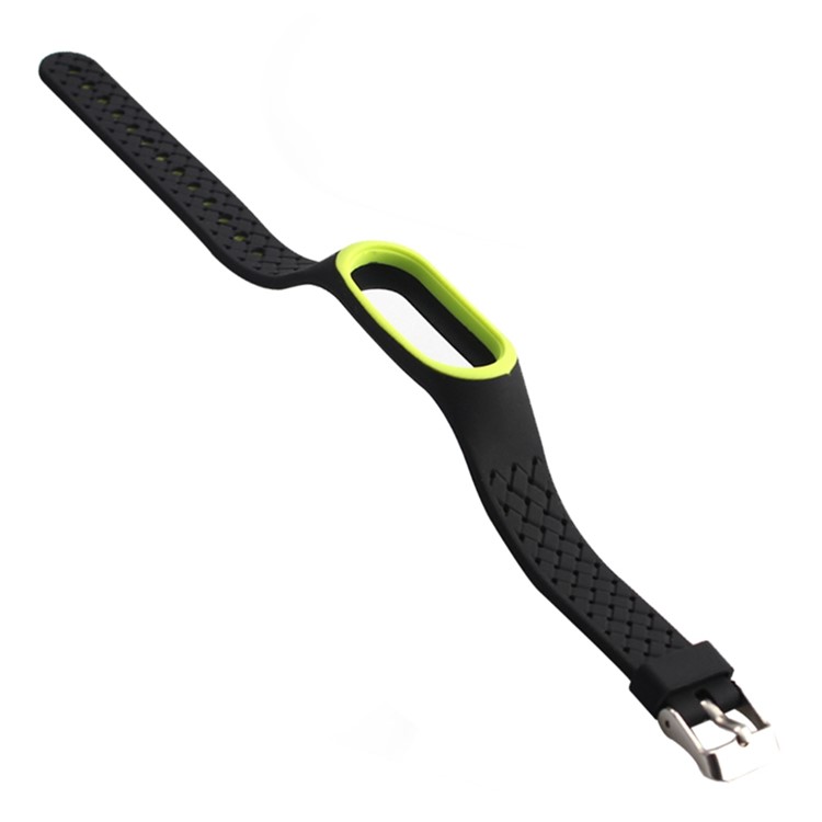 Substituição Alça Universal Silicone De Pulso Para Xiaomi Mi Banda Inteligente 4/3 - Preto / Verde-amarelo-1