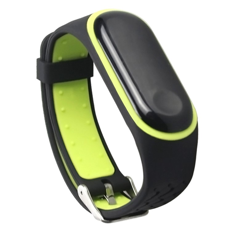 Substituição Alça Universal Silicone De Pulso Para Xiaomi Mi Banda Inteligente 4/3 - Preto / Verde-amarelo-3